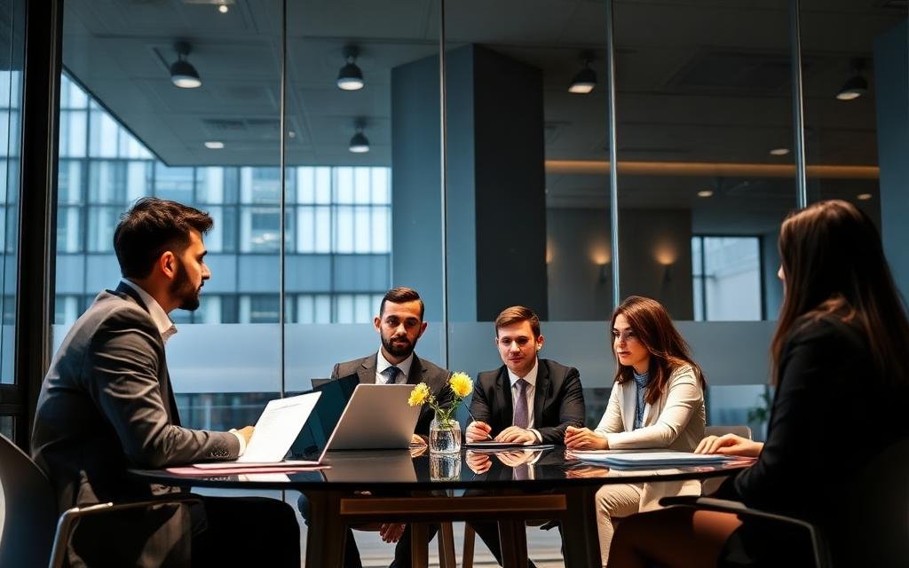 London consultancy team in a meeting — LinkedIn lead generation and landing page case study
